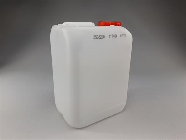 5 liters kraftig plastdunk med rød prop, genbrug