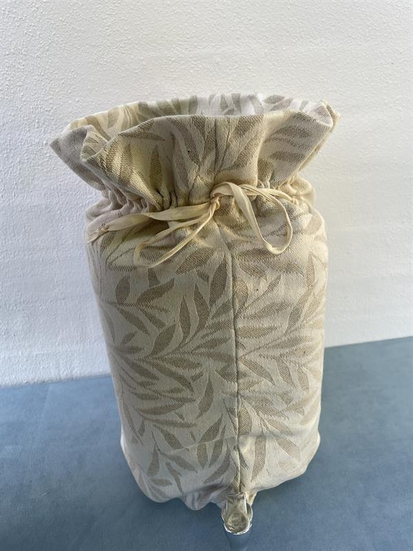 Vinäger kruka av glas med tappekran, overtræk med bladmotiv, 8 liter